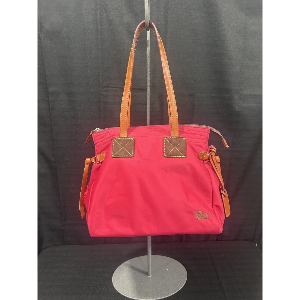 Dooney & Bourke Victoria Red Nylon Leather Trim Tote Shoulder Bag Satchel (EUC)